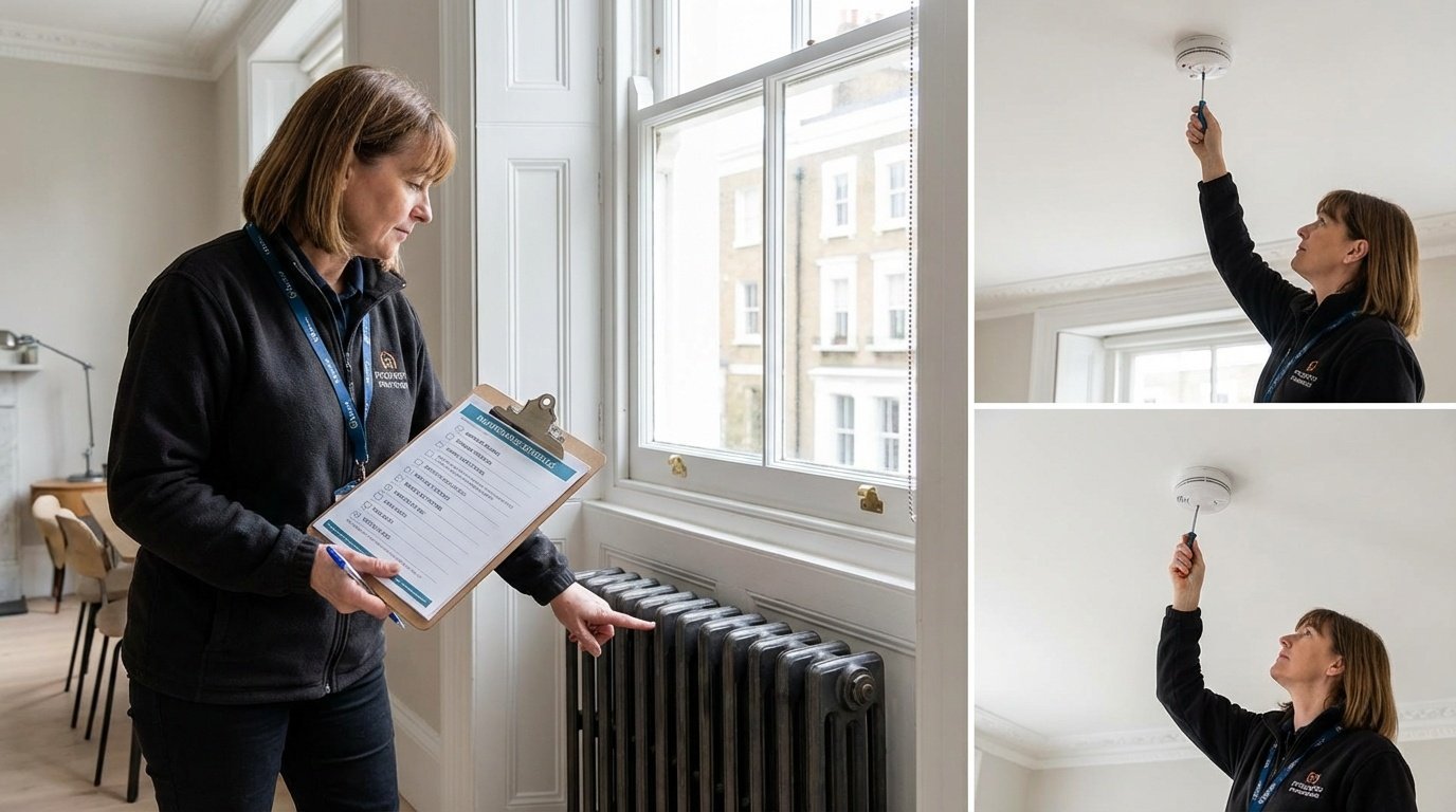 Property manager conducting rental inspection