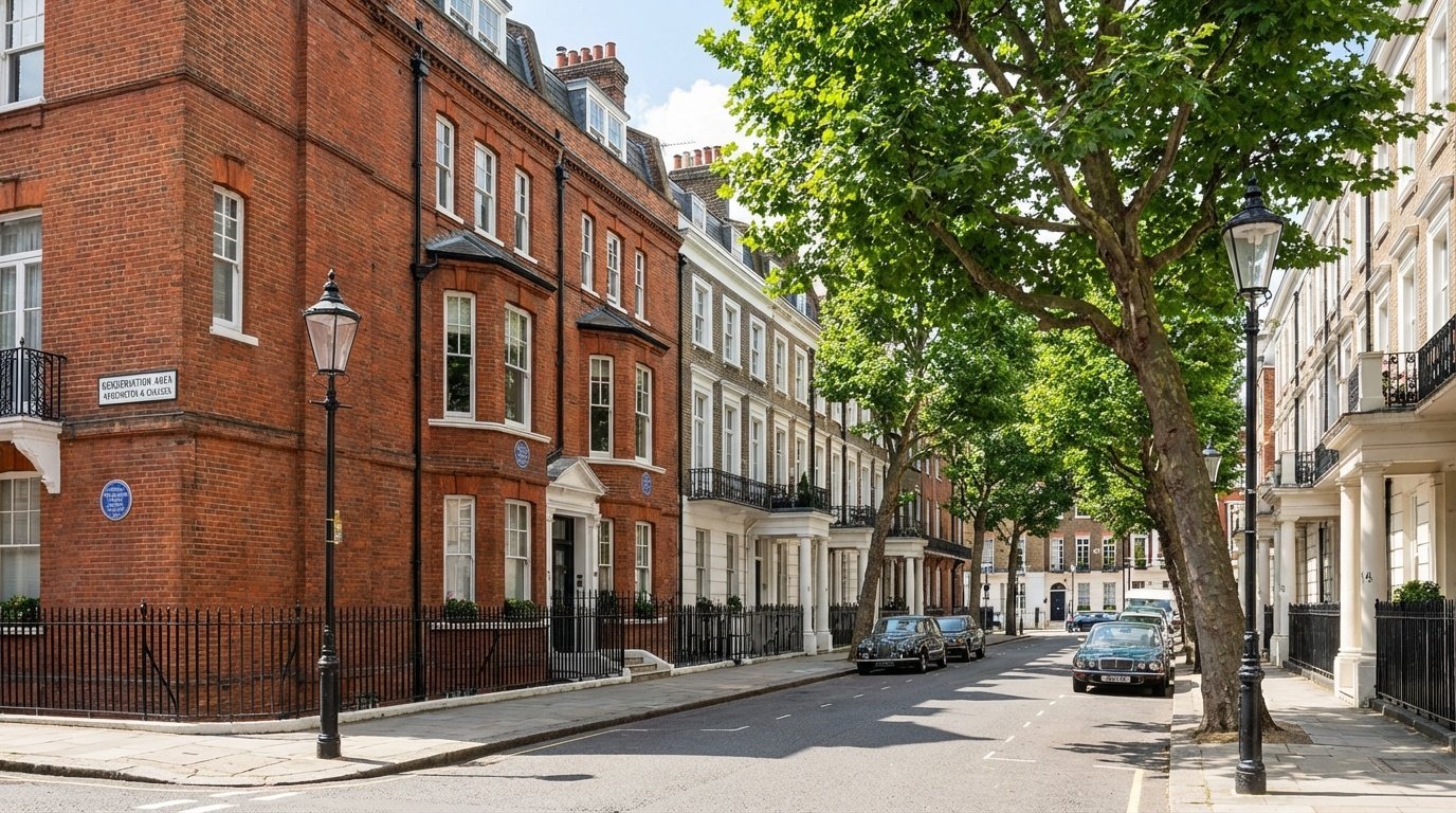 Conservation area street with Victorian architecture